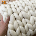 2026 Merino Wool Chunky Yarn Blanket Hand Knitting Giant Blanket 40''*60'' in White Color MegaBDM