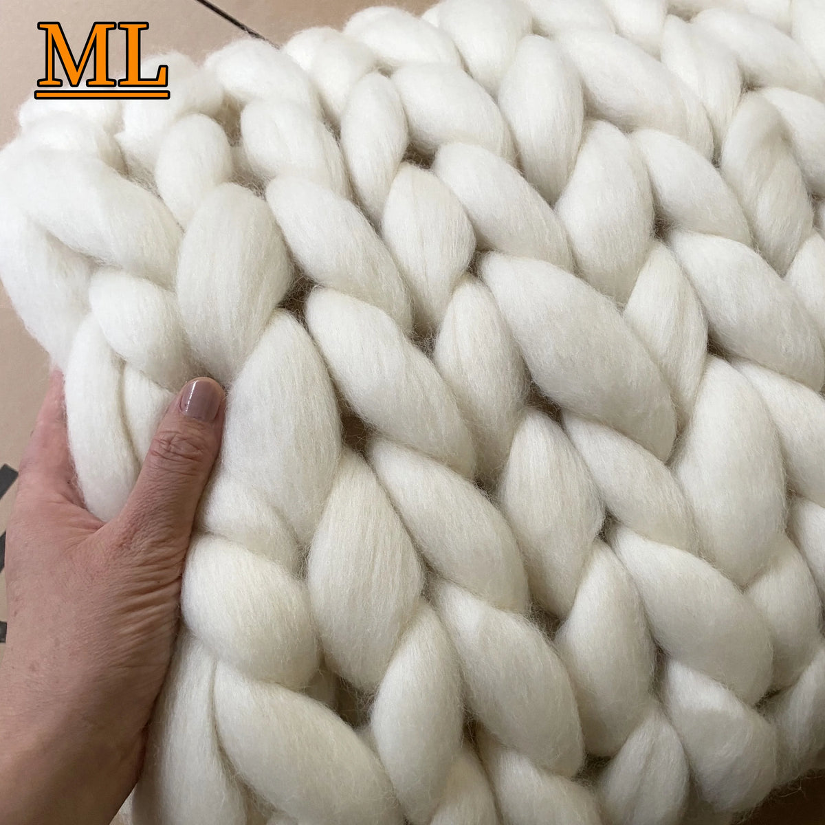 2026 Merino Wool Chunky Yarn Blanket Hand Knitting Giant Blanket 40''*60'' in White Color MegaBDM