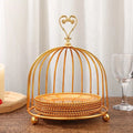 2023 Birdcage Shape Gold Metal  Food Display  Dessert  Cake Serving Trays  Afternoon Tea Heart Rack
