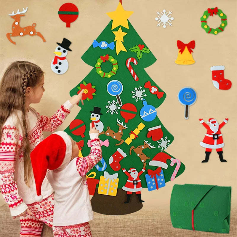 2024 DIY Xmas Sports & Entertainment Set Felt Christmas Tree & Ornaments for Kids