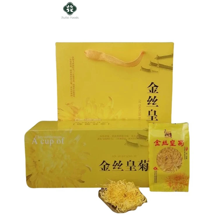 China Factory Selling Gift Package Dried Blooming Golden Chrysanthemum Flower Tea Golden Silk Chrysanthemum for Tea