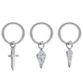 Earrings for Women Men Piercing G23 Titanium Hinged Segment Hoop Earrings CZ Paved Tragus Ear Lip Nose Ring Dangle Piercing