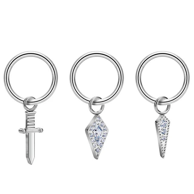 Earrings for Women Men Piercing G23 Titanium Hinged Segment Hoop Earrings CZ Paved Tragus Ear Lip Nose Ring Dangle Piercing
