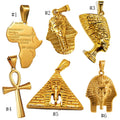 Vintage Egyptian Pyramid King Tut Necklace Stainless Steel Gold Egypt Queen Nefertiti Pendant Ankh Cross Charm Jewelry for Women
