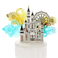 Fashion Acrylic Happy Birthday Gold Castle Ferris Wheel Acrylic Cake Topper