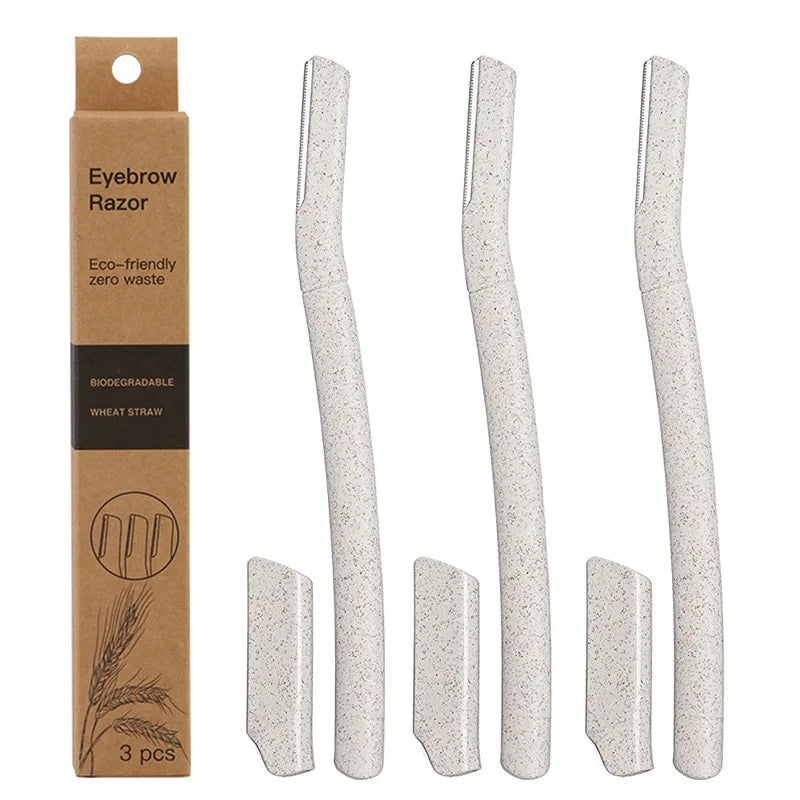 3pcs Eco-friendly Biodegradable Women Razor Wheat Straw Hair Blade Sharper Facial Hair Eyebrow Trimmer Razor