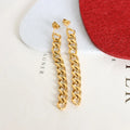 Hiphop 18K Gold Plated Long Tassel Earrings Women Chunky Stainless Steel Cuban Chain Dangle Earrings