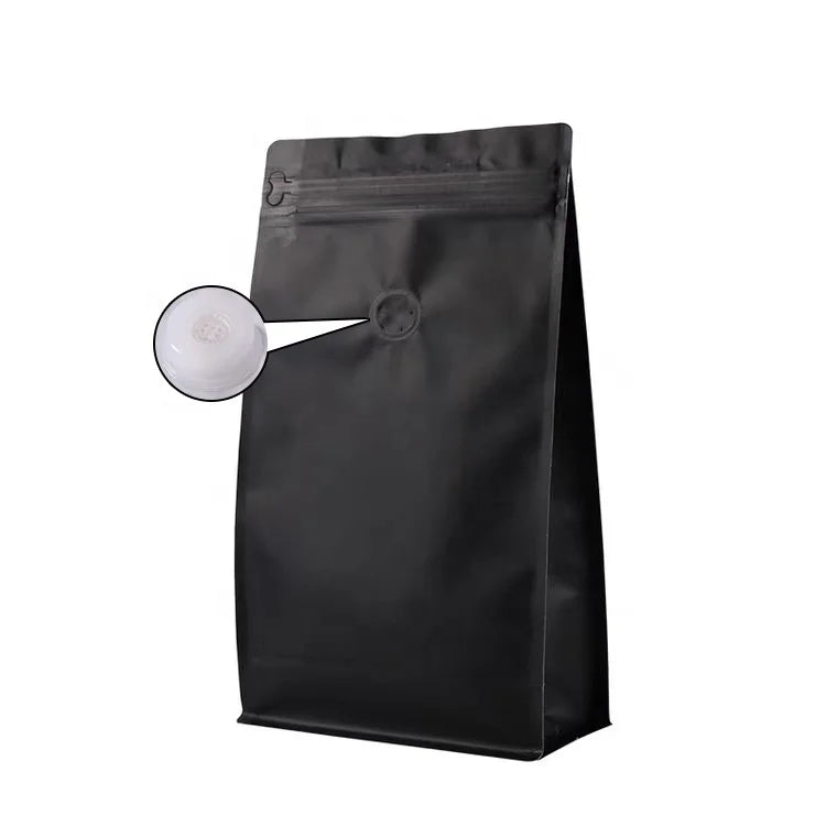 Coffee Bags with Valve(50 Pcs16 Oz/1 Lb) Black High Barrier Aluminum Foil Flat Bottom Standing Empty Coffee Beans Storage