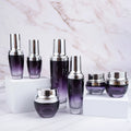 Low MOQ 20g 30g 50g 20ml 30ml 50ml 120ml Purple Black Glass Cosmetic Jars Luxury Skincare Packaging Set