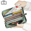 2026 Women Long Purse Wallets Genuine Leather RFID Blocking Wallet Card Holder Wristlet Clutch Phone Organizer Wallets for Women