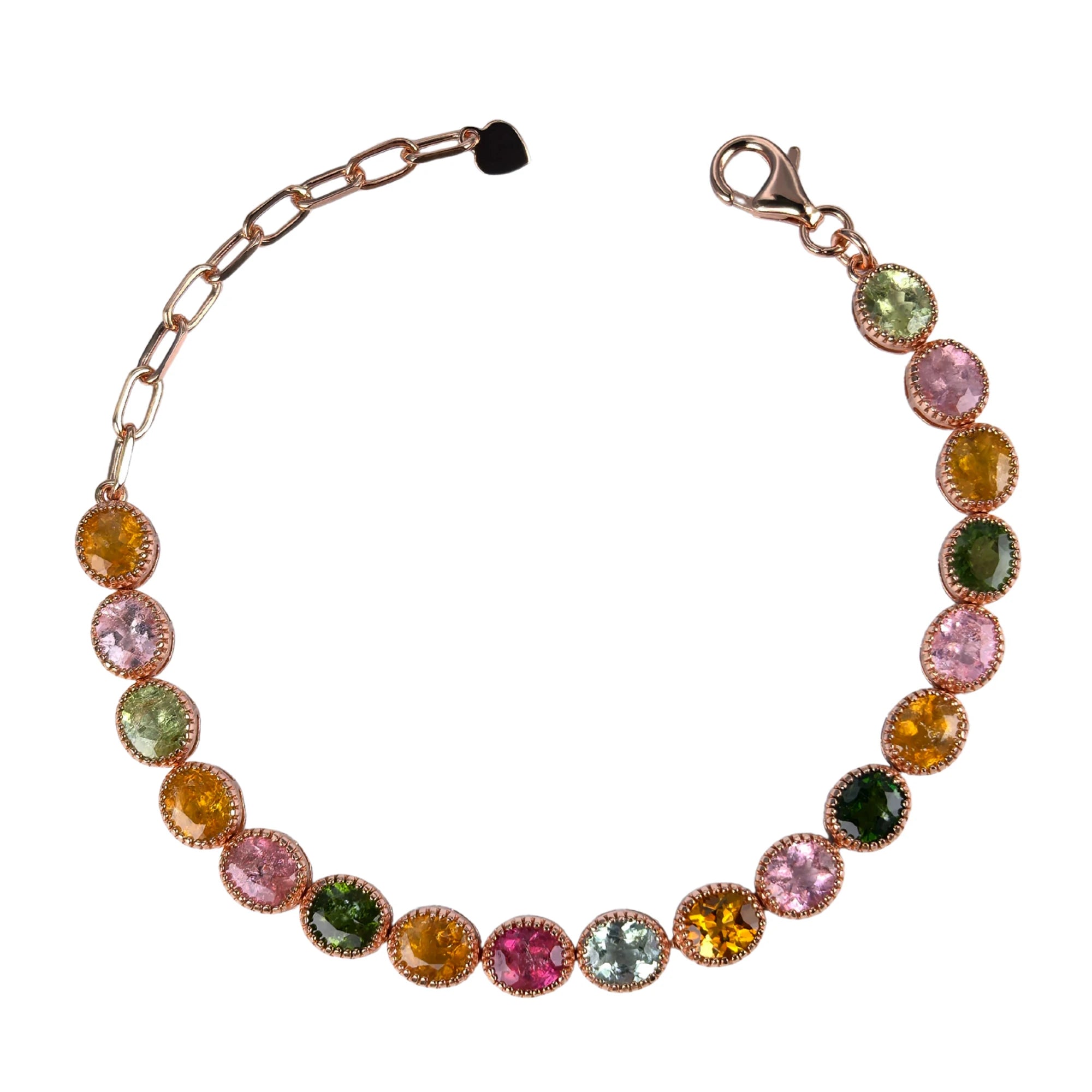 Delicate Rose Gold Plated Silver 925 Jewelry Natural Tourmaline Bracelet for Women Birthday Gift