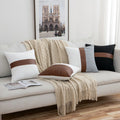 Innermor Soft Pu Leather Cotton Canvas Luxury Geometric Striped Heated Portable Modern Bedroom Customized 18x18 Wholesale Throw