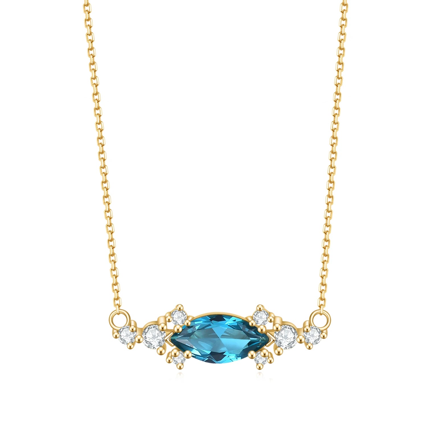 OL1025 Abiding Shield Tarnish Free Marquise Design 5x10mm Lab Paraiba Tourmaline Gemstone Pendant Necklace for Wedding