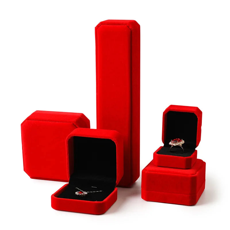 10 Colors Red Flannel Jewelry Boxes for Ornaments Ring Necklace Bracelet Pendant Earrings Bangles Velvet Packaging