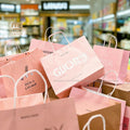 Wholesale Full Logo Printed Shopping Paper Bag With Handle Brown and White Kraft Paper Bags With Your Own Logo