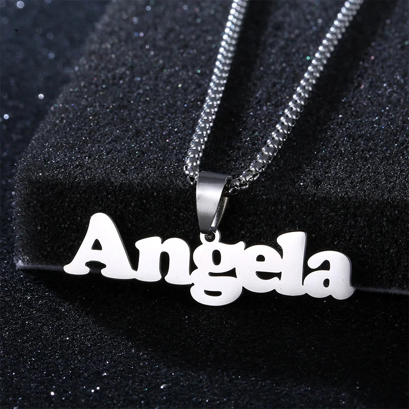 Factory Customized Silver Fashion Jewelry Pendent Necklace Cutting Stainless Steel 3d Logo Letter Necklace for Women Men Gifts