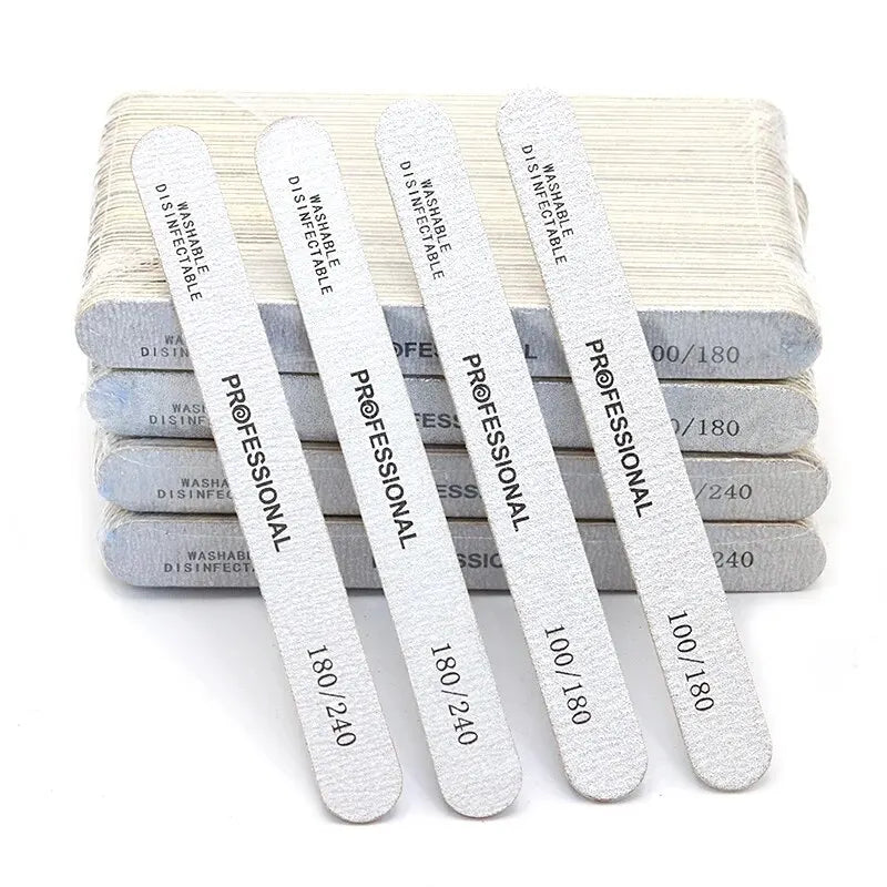 Wooden Nail Files Professional Sanding Buffer 100/180/240 Double-Sided Non-Electric Salon Manicure Pedicure UV Gel Tips MegaBDM