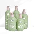 Matte Green pink HDPE Plastic Cosmetic Packaging Custom Luxury Hotel Squeeze Empty Body Lotion Shampoo Bottle Set 300ml 500ml