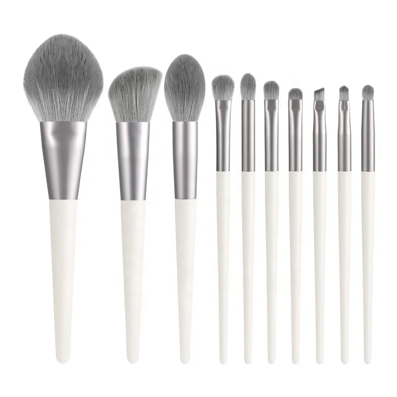 Wholesale Professional 10PCS Makeup Brushes Vegan Premium Synthetic Hair Wood Handle Makeup Brush Set With BagCustomization