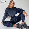 OOTN Female New Fashion Elegant Women O-neck Long-sleeved High Waist Velvet Breathable Regular Tights Solid Jumpsuits 2022