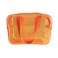 Custom Logo Cosmetic Bag Orange Transparent Clear Zipper Waterproof Organizer Gift Pouch Toiletry Travel Makeup Cosmetic Bag