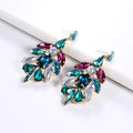 2023 Newest Long Glass Leaf Dangle Earrings Women Multi Layer Crystal Rhinestone Pearl Water Drop Earrings Jewelry