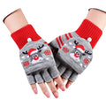 Winter Christmas Party Customize Jacquard Students Polyester Knitted Fingerless Gloves Flip Top for Playing Cycling Ski