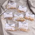 VKME Punk Fashion Acrylic Pearl Crystal Gold Hoop Earrings Set Oversize Metal Circle Butterfly Heart Flower Earring for Women