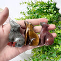 Natural Crystal Carvings Quartz Wolf Blood Stone Yellow Tiger Eye Amethyst Animals Home Decoration