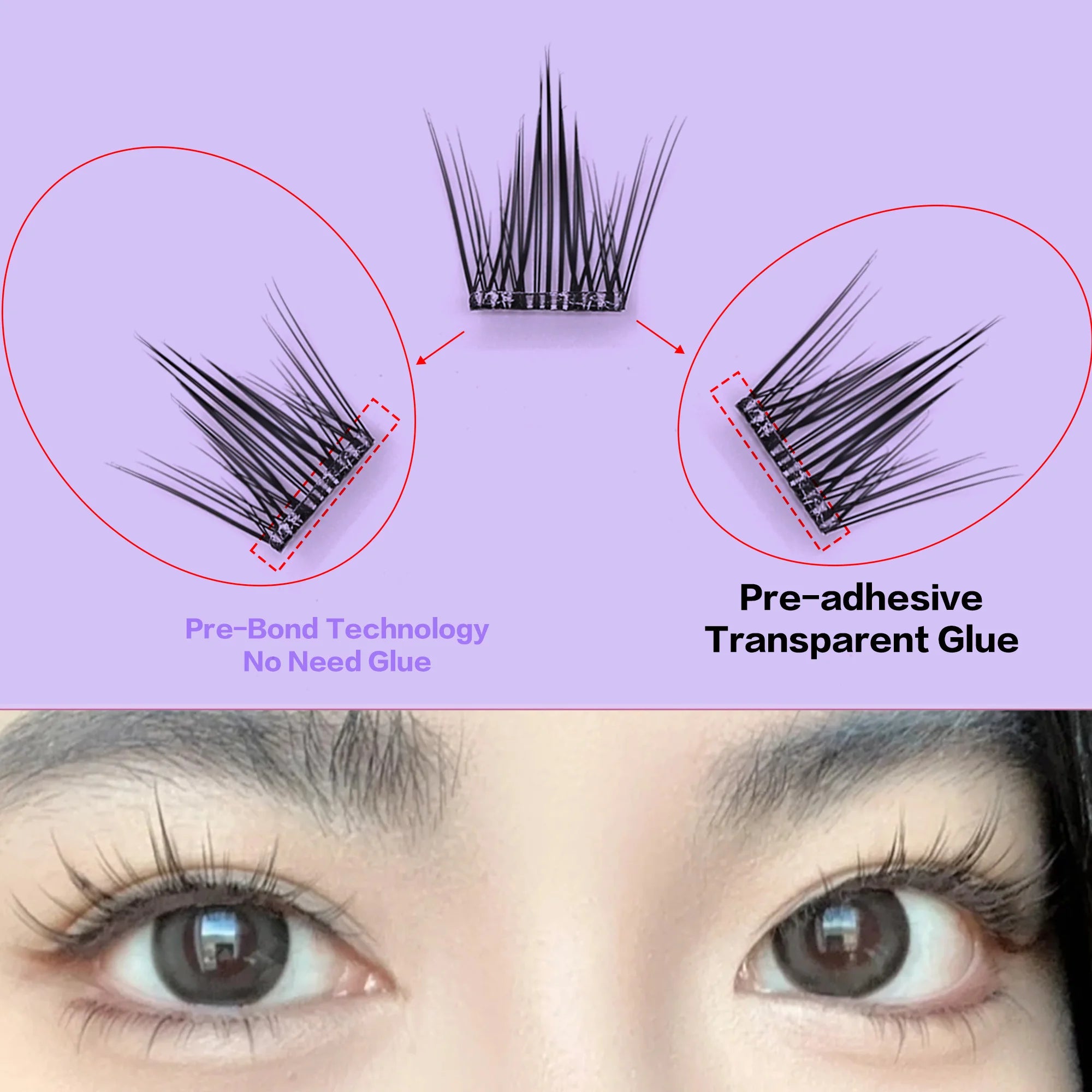 Glue Less Press on Lashes Lash Clusters Private Label Self Adhesive Self Adhesive DIY Lashes