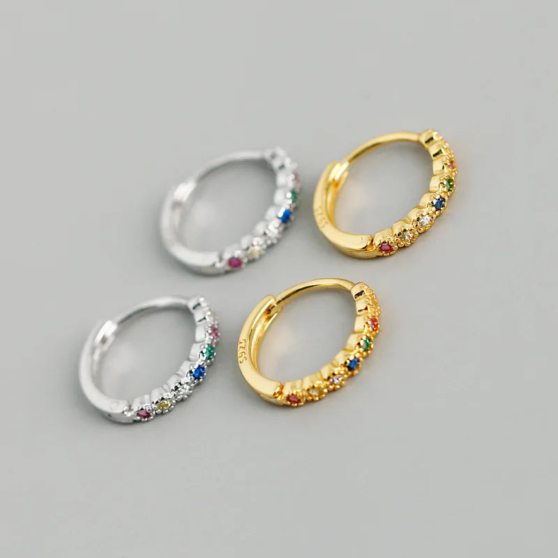 High Quality Classic Design 925 Sterling Silver Colorful Cubic Zirconia Stone Insert Hoop Earrings for Women