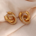 Dreamshow Shining Zircon Hoop Dangle Earring 18K Gold Plated Stainless Steel Earrings Jewelry Women