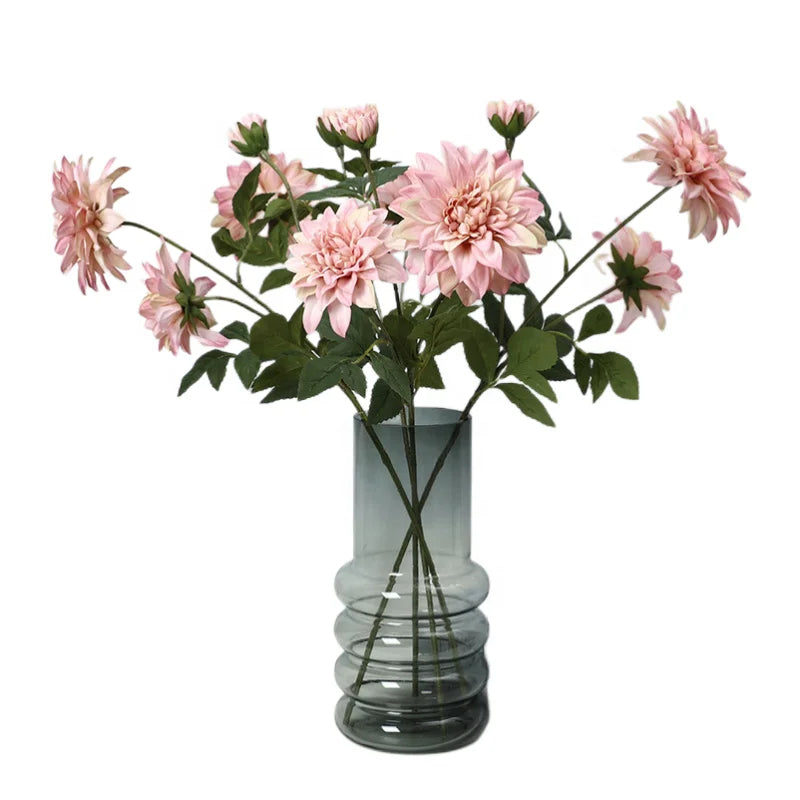 New Arrivals 3 Heads Silk Artificial Wedding Flowers Dahlia for Home Indoor Decoration