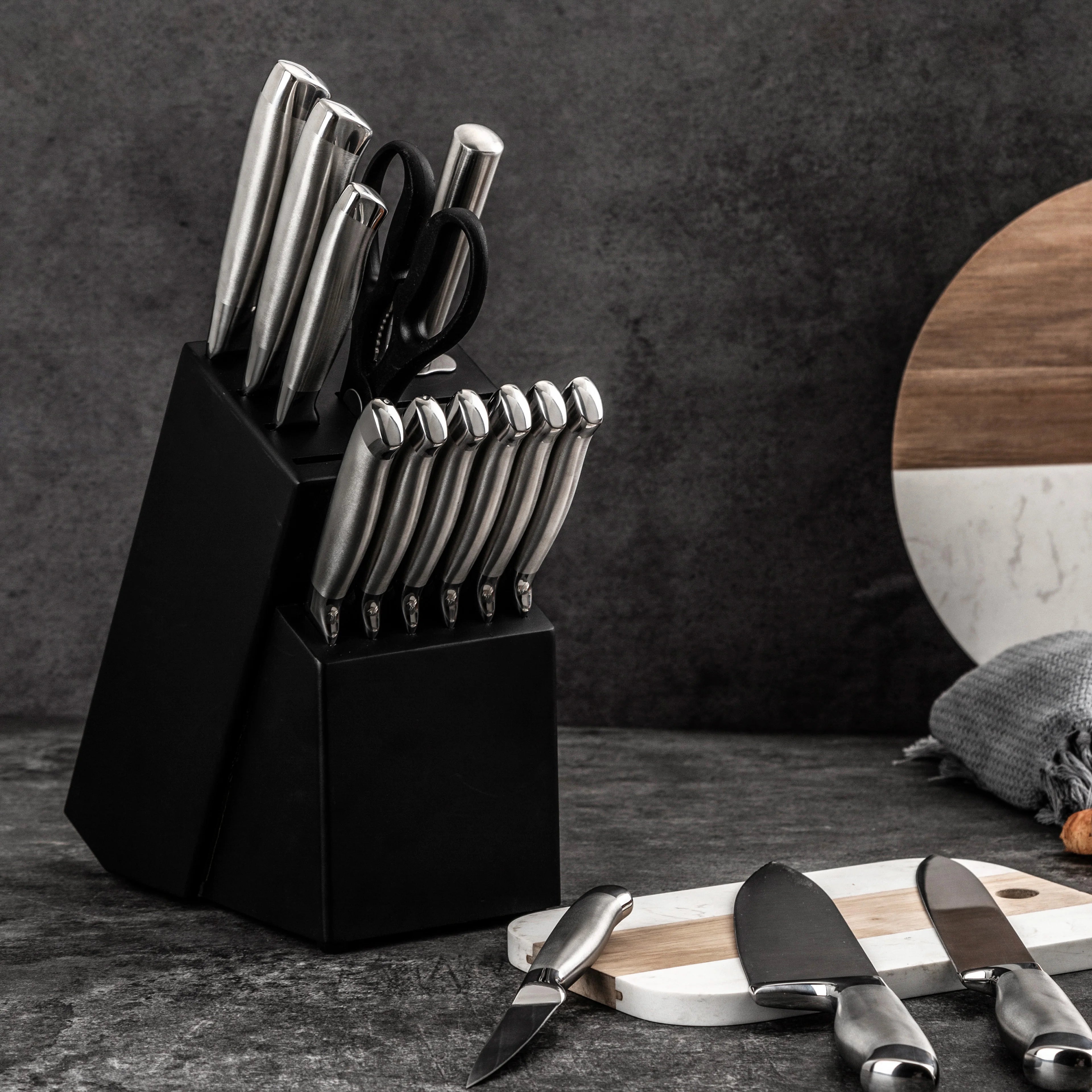 High Quality Carbon Stainless Steel 15pcs Set Kitchen Knives With Knife Holder Chef Sets Kitchen Knife Sets