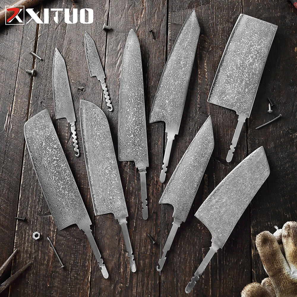 XITUO Damascus Steel Knife Handmade Diy Blade Blank 67 Layers Damascus Vg-10 Core on Handle Different Styles of Customization