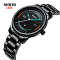 50pcs Custom Logo NIBOSI 2392 Fashion Business Strap Wristwatch Movt Quartz Watch Stainless Steel Buckle Glass Watch for Men