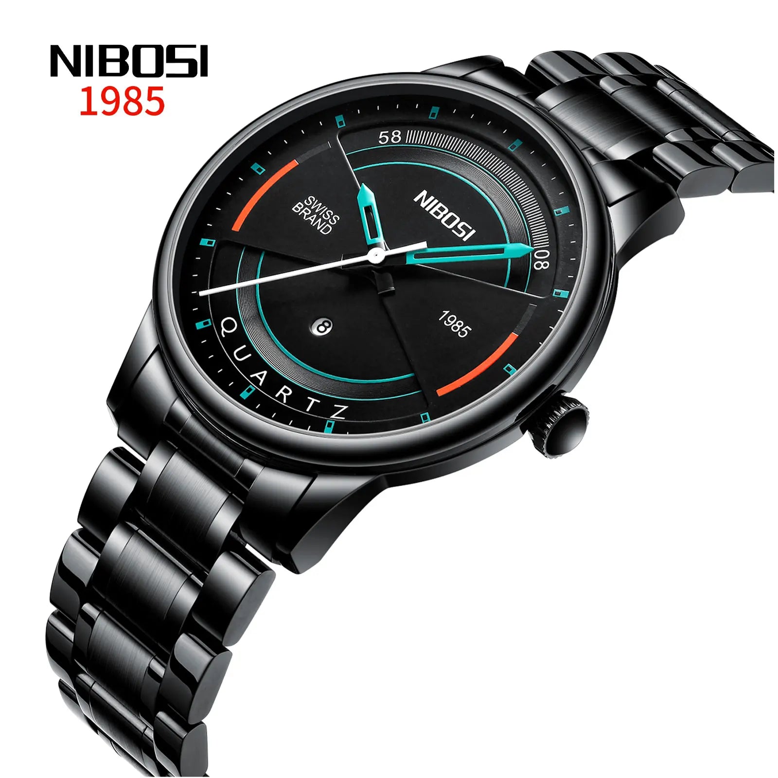 50pcs Custom Logo NIBOSI 2392 Fashion Business Strap Wristwatch Movt Quartz Watch Stainless Steel Buckle Glass Watch for Men