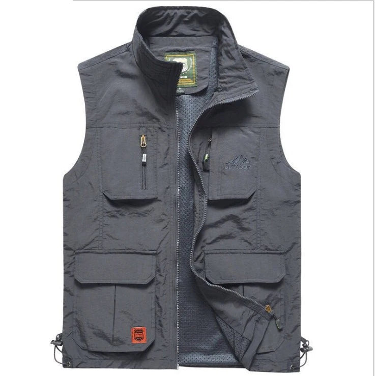 Shero Men's Hunting Vest-Outdoor Work Quick-Dry Polyester Four Seasons Zip Reversible Travel Jacket with Multi Pockets