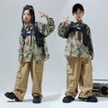 Kids  Jazz Runway Drum Long-sleeved Shirt Hop Costume Set for Boys and Girls