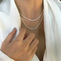 Elegant Unique Design Shining Clavicle Chain Necklace Sparkling Silver Color Choker Necklace Sparkle Choker Necklace for Women