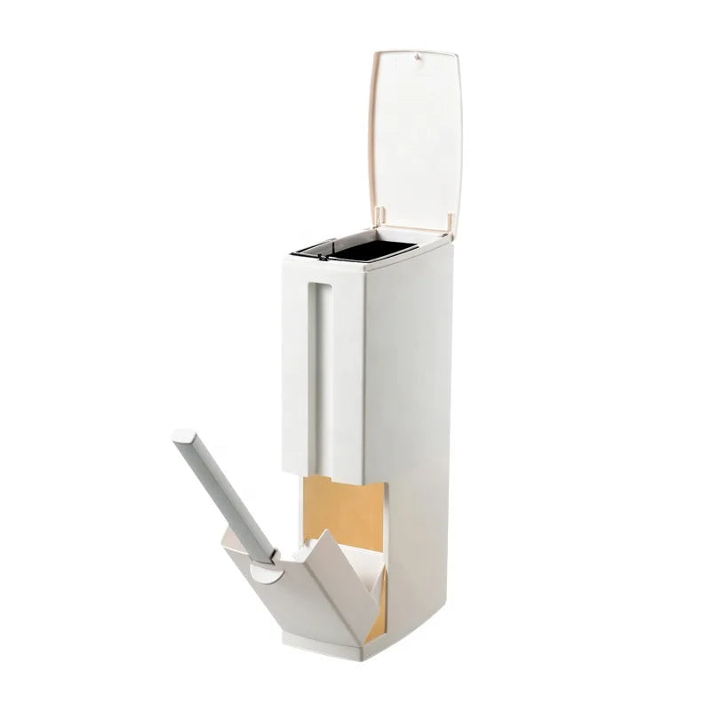 2023 Japanese Creative Press Type Open Top Storage Bucket Eco-Friendly Narrow Seam Bathroom Trash Can with Toilet Brush