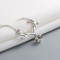 Wholesale Luxury Cubic Zirconia Women Decoration 925 Sterling Pure Silver Pendants and Charms Animal Antlers Necklaces