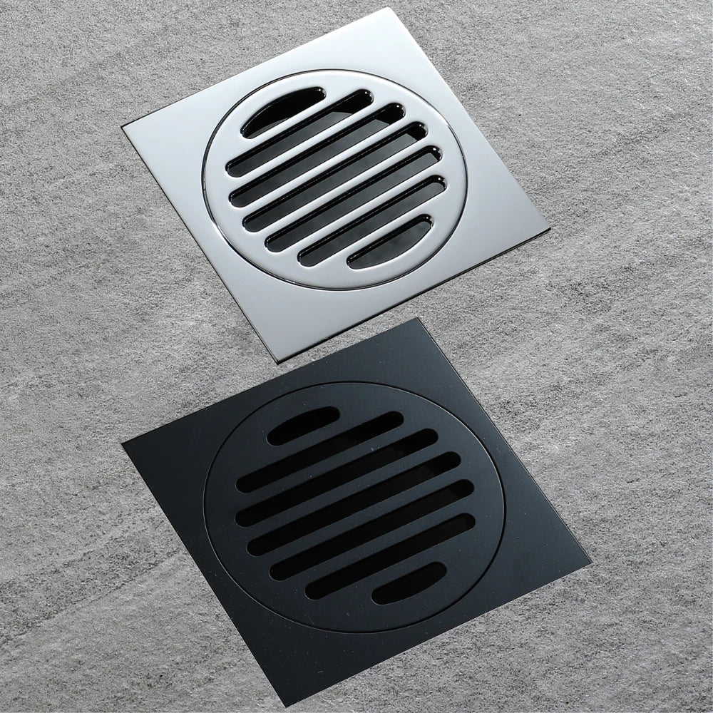 HIDEEP Bathroom Fittings Brass square Chrome/black Floor Drain