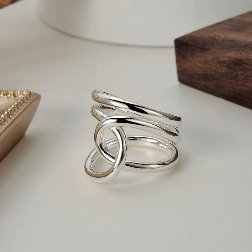 ICEBELA Elegant Women Jewellery Minimalist Geometric Adjustable Double Layer Korean Engagement Fashion Jewelry Rings
