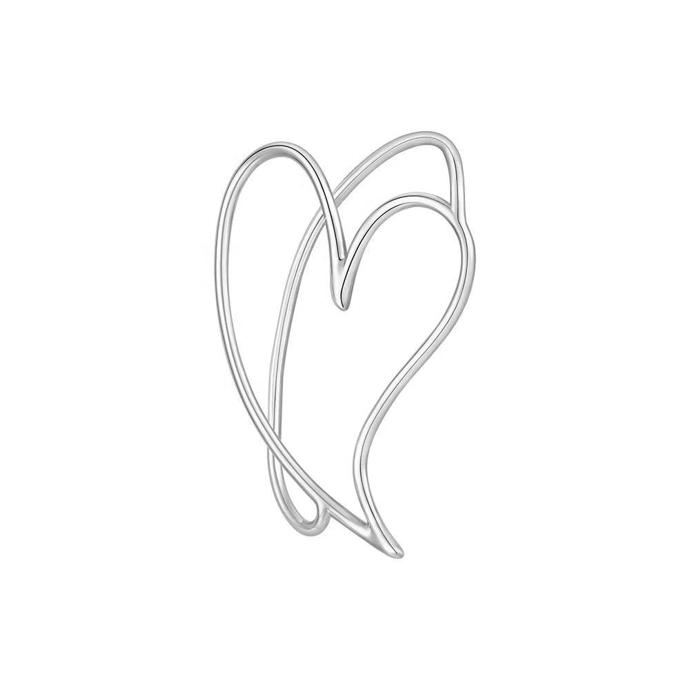 Fashion 18K Gold Plated Brass Jewelry Hollow Large Heart Ear Clip Non Hole Pierced for Women Single Accessories Earrings E231458