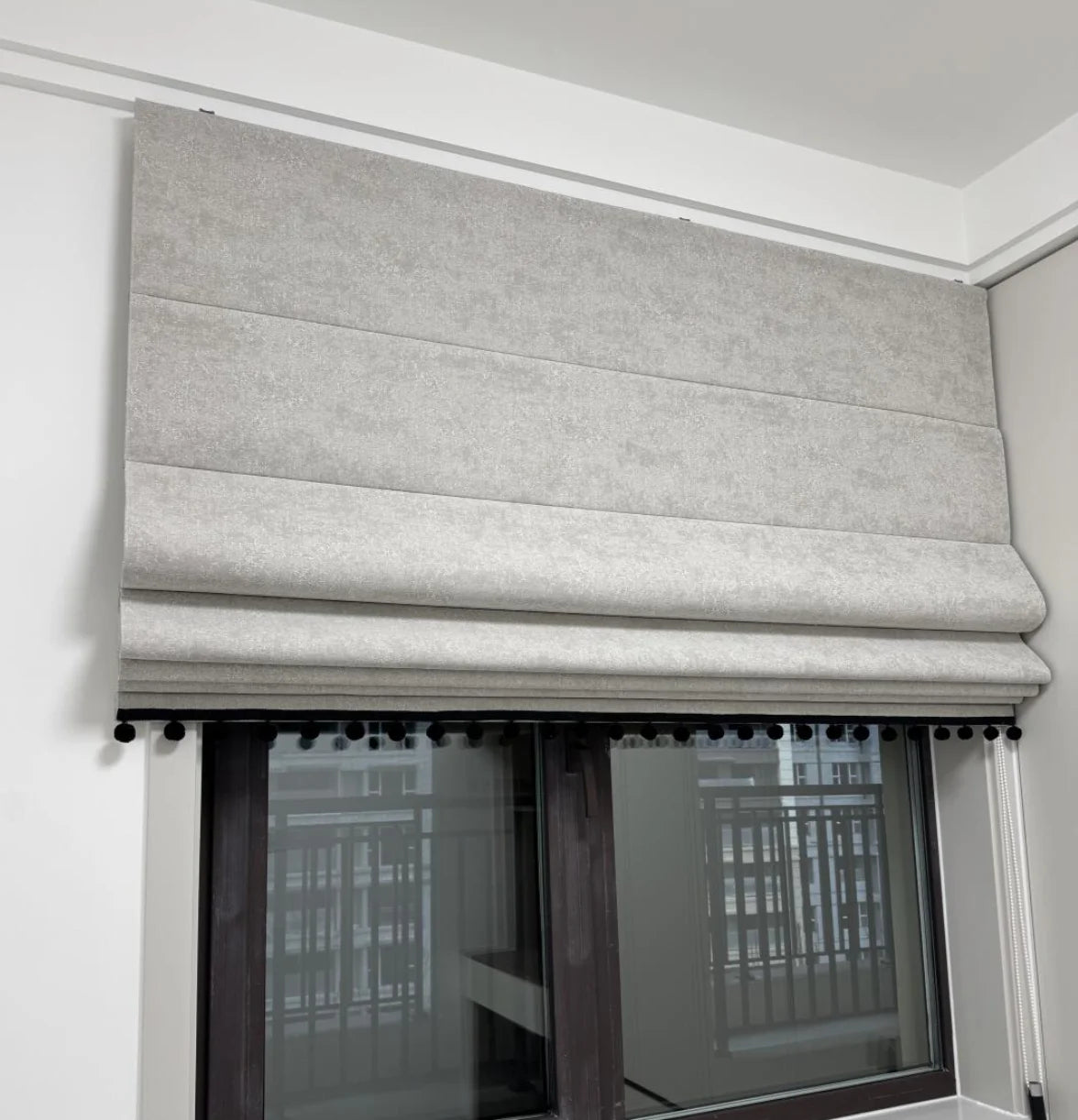 Motorized Roman Blinds Electric Roman Shades WIFI Remote Control Curtains Double Layer Curtains for Window
