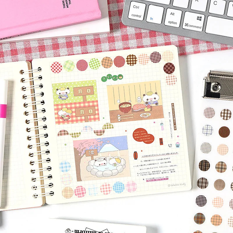 6pcs/pack Deco Polka Dot Handbook Stickers Handbook Material Round Stickers PET Handbook Stickers