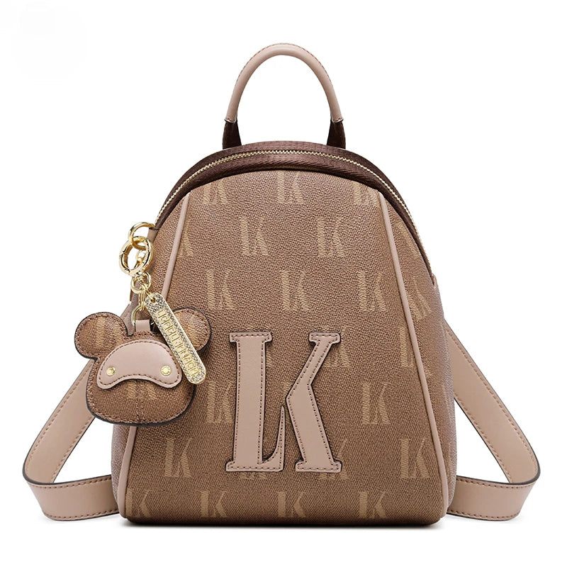 Ladies' Travel Double-shoulder Backpack Made of PVC Material with a Sense of High Quality and Featuring Anti-theft Zippers