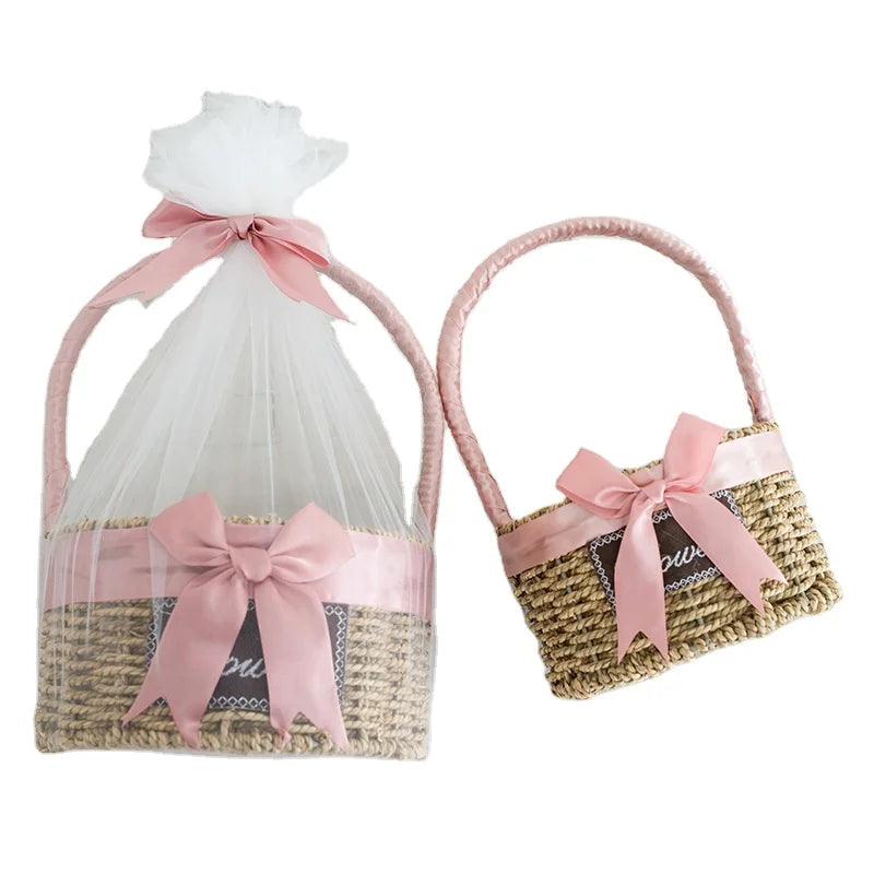 Willow Hand Woven New Year  Gift Baskets Great Wedding and  Anniversary Basket and Box Picnic Basket with Folding Handles