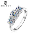 Hot Selling 6.5mm 1CT Moissanite 925 Sterling Silver Ladies Fashion Three Stone Engagement Ring
